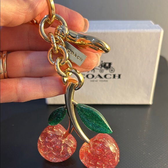 Coach Glitter Cherry Keychain with Gold Hardware - Picture 4 of 11